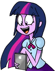 Size: 792x1028 | Tagged: dead source, safe, artist:strangiesleepy, derpibooru import, twilight sparkle, equestria girls, ipad, solo