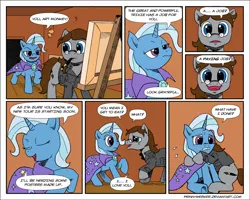 Size: 1500x1202 | Tagged: safe, artist:prinnywesker, derpibooru import, trixie, oc, oc:sketch canvas, artist, comic, commission, glasses