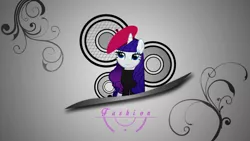 Size: 2560x1440 | Tagged: artist:zoxxiify, beatnik rarity, beret, clothes, derpibooru import, hat, rarity, safe, solo, vector, wallpaper