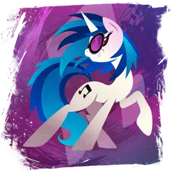 Size: 901x916 | Tagged: safe, artist:rariedash, derpibooru import, vinyl scratch, pony, unicorn, cutie mark, cutie mark background, female, grin, hooves, horn, lineless, mare, raised hoof, smiling, solo, sunglasses, teeth