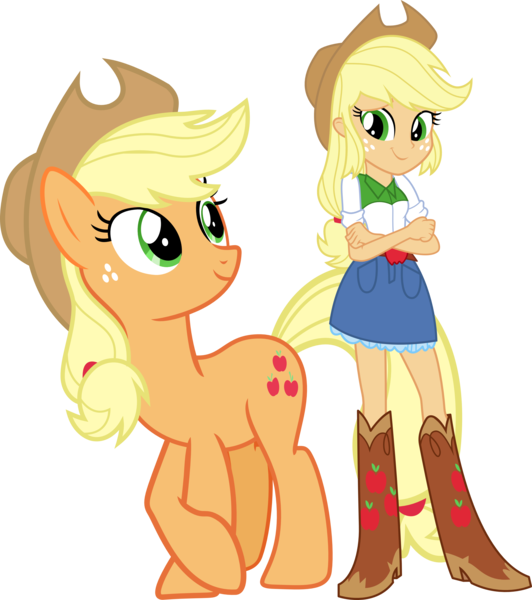 Size: 2884x3250 | Tagged: safe, artist:vector-brony, derpibooru import, applejack, equestria girls, boots, clothes, cowboy boots, cowboy hat, crossed arms, crossed hooves, denim skirt, freckles, hat, human ponidox, self ponidox, shoes, simple background, skirt, square crossover, stetson, transparent background, vector