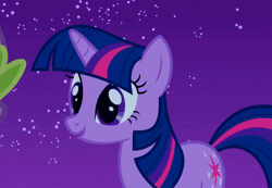 Size: 758x526 | Tagged: safe, derpibooru import, screencap, twilight sparkle, unicorn, owl's well that ends well, animated, cropped, solo, solo focus, talking, unicorn twilight, wink