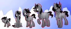 Size: 4234x1726 | Tagged: safe, artist:wolframclaws, derpibooru import, king sombra, age progression, angry, colt, male, stallion, teenager, younger