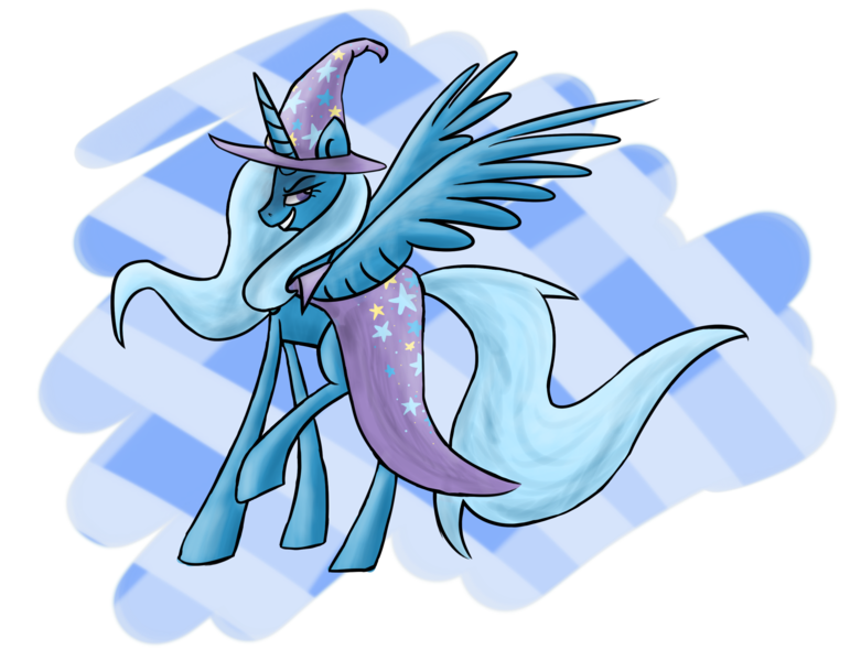 Size: 2761x2121 | Tagged: safe, artist:wolframclaws, derpibooru import, trixie, alicorn, pony, alicornified, race swap, simple background, smiling, solo, transparent background, trixiecorn