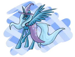 Size: 2761x2121 | Tagged: safe, artist:wolframclaws, derpibooru import, trixie, alicorn, pony, alicornified, race swap, simple background, smiling, solo, transparent background, trixiecorn