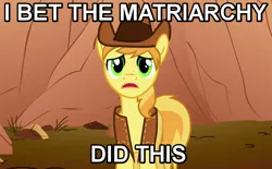 Size: 728x450 | Tagged: braeburn, derpibooru import, image macro, reaction image, role reversal, safe, solo