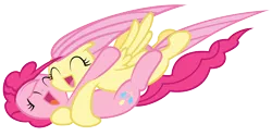 Size: 10000x5000 | Tagged: absurd resolution, artist:anxet, derpibooru import, easter egg, fluttershy, hug, pinkie pie, safe, simple background, smile hd, transparent background, vector