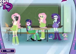 Size: 834x588 | Tagged: safe, derpibooru import, edit, screencap, fluttershy, rarity, spike, twilight sparkle, dog, human, equestria girls, american presidents, backpack, chalkboard, game, incomplete twilight strong, irl, irl human, john f. kennedy, photo, president, spike the dog, wat