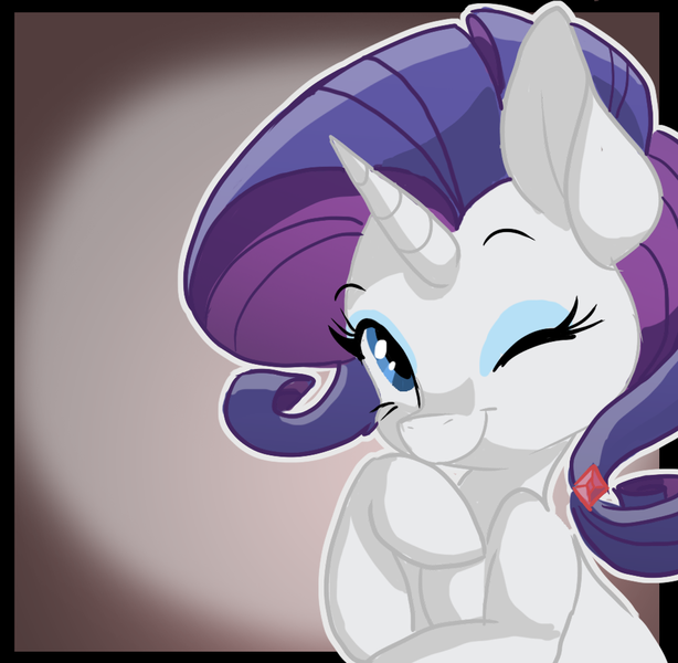 Size: 1312x1282 | Tagged: safe, artist:indiefoxtail, derpibooru import, rarity, pony, unicorn, cute, gem, hairpin, looking at you, one eye closed, raribetes, solo, wink