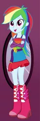 Size: 460x1390 | Tagged: safe, artist:liggliluff, derpibooru import, rainbow dash, equestria girls, boots, clothes, dress, dressup game, fall formal outfits, high heel boots, rainbow, show accurate, solo, vector