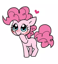 Size: 500x550 | Tagged: safe, artist:kairean, derpibooru import, pinkie pie, earth pony, pony, blushing, cute, diapinkes, female, heart, mare, simple background, solo, white background