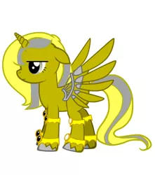 Size: 438x496 | Tagged: safe, derpibooru import, oc, unofficial characters only, alicorn, pony, pony creator, alicorn oc, blank flank, generalzoi, goldshine, solo