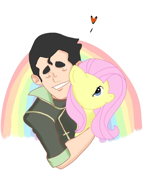 Size: 1024x1229 | Tagged: artist:hpmoofrog, bolin, crossover, derpibooru import, fluttershy, safe, the legend of korra