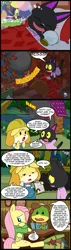 Size: 628x2200 | Tagged: animal crossing, artist:madmax, blatant lies, bottomless, butt, clothes, comic, comic:the town, crossover, demolition, dream, fluttershy, isabelle, kiki, koguma no misha, leilani, luggage, lying, men in black, partial nudity, plot, reference, safe, sonic the hedgehog, sonic the hedgehog (series), sweater, sweatershy, turtle, wrecking ball