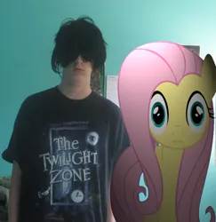 Size: 1600x1645 | Tagged: artist:metalgriffen69, brony, derpibooru import, fluttershy, irl, metalgriffen69, photo, ponies in real life, safe, stare, the twilight zone, thousand yard stare, waifu, wat