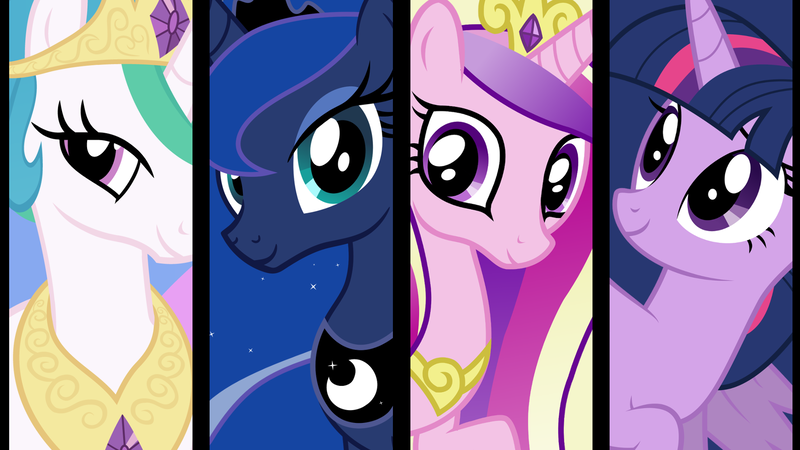 Size: 1920x1080 | Tagged: safe, artist:neodarkwing, derpibooru import, princess cadance, princess celestia, princess luna, twilight sparkle, twilight sparkle (alicorn), alicorn, pony, alicorn tetrarchy, bust, collage, looking at you, vector, wallpaper