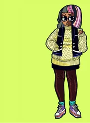 Size: 700x961 | Tagged: artist:kicksatanout, dark skin, derpibooru import, glasses, hipster, human, humanized, safe, solo, twilight sparkle