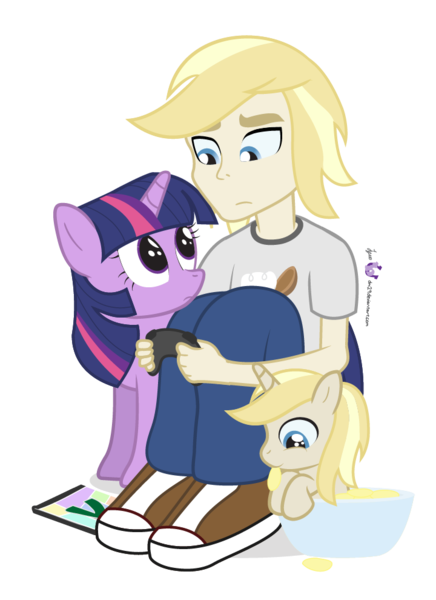 Size: 720x990 | Tagged: artist:dm29, chips, controller, derpibooru import, grand theft auto, gta v, human, oc, oc:colin nary, safe, simple background, transparent background, trio, twilight sparkle