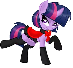 Size: 666x624 | Tagged: suggestive, artist:celinesparkle, artist:killryde, derpibooru import, edit, twilight sparkle, twilight sparkle (alicorn), alicorn, pony, bedroom eyes, choker, clothes, female, mare, saddle, solo, solo female, stockings, tongue out