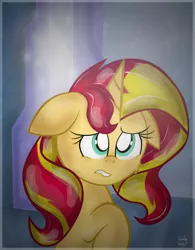 Size: 850x1092 | Tagged: safe, artist:kristysk, derpibooru import, sunset shimmer, pony, unicorn, solo