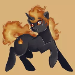 Size: 1500x1500 | Tagged: safe, artist:lavenderhush, derpibooru import, oc, unofficial characters only, pony, unicorn, fire, mane of fire, solo
