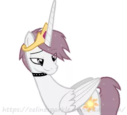 Size: 699x631 | Tagged: artist:celinesparkle, artist:thesardine, collar, derpibooru import, guyliner, molaris, prince molaris, prince solaris, princess celestia, princess molestia, rule 63, sidemouth, solo, suggestive