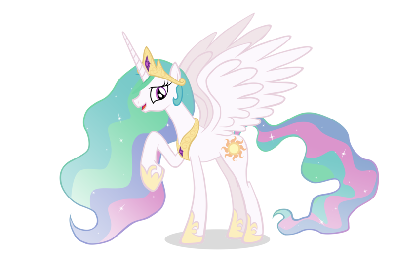 Size: 11736x8223 | Tagged: safe, artist:selenophile, derpibooru import, princess celestia, pony, absurd resolution, female, mare, raised hoof, simple background, smiling, solo, transparent background, vector