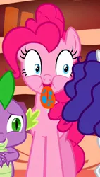 Size: 535x942 | Tagged: safe, derpibooru import, screencap, pinkie pie, bridle gossip, cropped, poison joke, smiling, spitty pie, tongue out