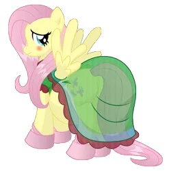 Size: 10500x10500 | Tagged: absurd resolution, artist:xniclord789x, belly, blushing, clothes, derpibooru import, dress, fluttershy, looking at you, plot, pregnant, safe, see-through, simple background, solo, transparent background