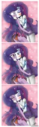 Size: 591x1920 | Tagged: suggestive, artist:the-butch-x, derpibooru import, rarity, twilight sparkle, equestria girls, ass, butt, clothes, female, hips, kissing, legs, lesbian, midriff, off shoulder, orange underwear, panties, panty shot, rarilight, red stripes, sexy, shipping, shorts, skirt, striped underwear, thighs, twibutt, underwear, upskirt