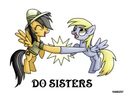 Size: 1024x768 | Tagged: safe, artist:rambopvp, derpibooru import, daring do, derpy hooves, pegasus, pony, female, headcanon, mare, sisters