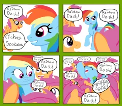 Size: 1700x1469 | Tagged: artist:oneovertwo, clone, clones, comic, multeity, rainbow dash, safe, scootaloo, scootalots, scootalove