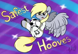 Size: 2000x1400 | Tagged: safe, artist:lightningnickel, derpibooru import, derpy hooves, pegasus, pony, /mlp/, 4chan, 4chan cup, female, football, mare, safest hooves, solo