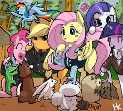 Size: 1661x1493 | Tagged: album cover, applejack, artist:cakewasgood, clothes, derpibooru import, fluttershy, gummy, opalescence, owlowiscious, pets, pet sounds, pinkie pie, ponified, ponified album cover, rainbow dash, rarity, safe, tank, the beach boys, twilight sparkle, winona