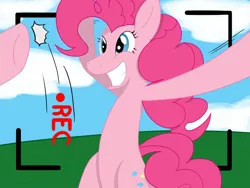 Size: 1032x774 | Tagged: artist:jyukaianiki, camera, camera shot, derpibooru import, fourth wall, pinkie pie, safe, solo