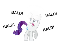 Size: 1757x1210 | Tagged: safe, artist:zacatron94, derpibooru import, rarity, pony, unicorn, astartes pattern baldness, bald, d:, frown, hilarious in hindsight, shiny, simple background, solo, spongebob squarepants, text, the spongebob squarepants movie, transparent background, vector