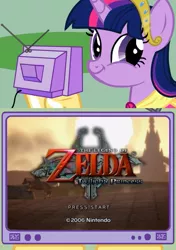 Size: 423x600 | Tagged: safe, derpibooru import, twilight sparkle, twilight sparkle (alicorn), alicorn, pony, exploitable meme, female, mare, meme, nintendo, obligatory pony, the legend of zelda, the legend of zelda: twilight princess, tv meme, twiface, video game