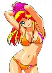 Size: 715x1015 | Tagged: armpits, artist:jollyrogers5, belly button, bikini, breasts, busty sunset shimmer, clothes, derpibooru import, female, human, humanized, light skin, solo, solo female, stupid sexy sunset shimmer, suggestive, sunset shimmer, swimsuit, trace
