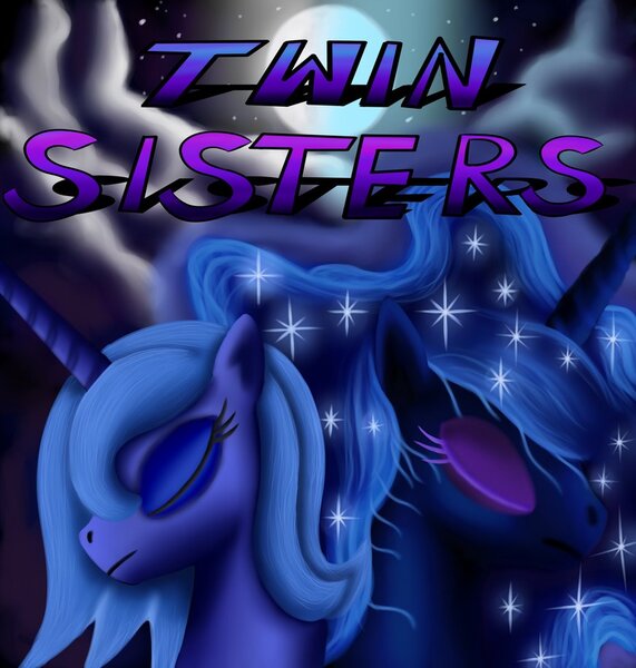 Size: 872x916 | Tagged: artist:bonaxor, comic, comic:twin sisters, cover, creation, derpibooru import, nightmare moon, oc, oc:dream, princess luna, safe