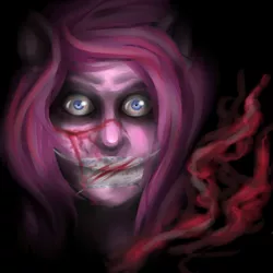 Size: 800x800 | Tagged: anthro, artist:akai-cheshire, blood, creepy, derpibooru import, grimdark, human facial structure, pinkamena diane pie, pinkie pie, solo