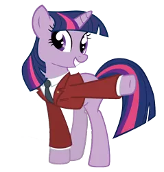 Size: 1024x1072 | Tagged: ace attorney, artist:holsternicholson, clothes, crossover, dead source, derpibooru import, grin, necktie, phoenix wright, pointing, safe, simple background, smiling, solo, suit, transparent background, twilight sparkle, vector