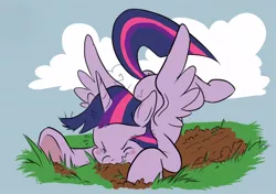 Size: 550x388 | Tagged: safe, artist:violetvampirevixen, derpibooru import, twilight sparkle, twilight sparkle (alicorn), alicorn, pony, crash, crashlight, faceplant, female, hilarious in hindsight, mare, solo