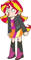 Size: 328x629 | Tagged: safe, artist:carmeliza, derpibooru import, sunset shimmer, equestria girls, cosplay, dan, dan vs, solo