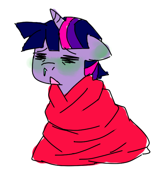 Size: 512x576 | Tagged: safe, artist:annie-aya, derpibooru import, twilight sparkle, blanket, dusk shine, rule 63, sick, solo