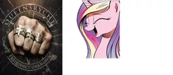 Size: 1500x652 | Tagged: cadance laughs at your misery, derpibooru import, exploitable meme, meme, metal, obligatory pony, princess cadance, safe