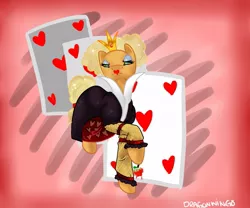 Size: 979x816 | Tagged: alice in wonderland, applejack, artist:zombiicrow, derpibooru import, red queen, safe