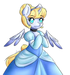 Size: 1134x1209 | Tagged: safe, artist:fatcakes, derpibooru import, ponified, alicorn, pony, bipedal, cinderella, clothes, disney, disney princess, dress, simple background, solo, transparent background