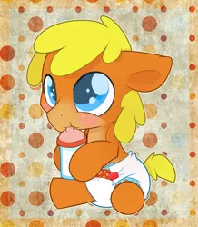 Size: 908x1040 | Tagged: safe, artist:cuddlehooves, derpibooru import, oc, oc:peanut, unofficial characters only, pony, baby, baby pony, diaper, foal, poofy diaper, solo