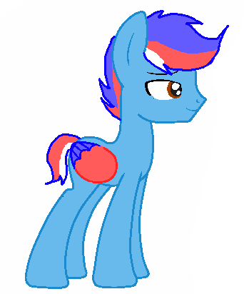 Size: 342x412 | Tagged: safe, derpibooru import, oc, oc:rainboom, unofficial characters only, pegasus, pony, colored wings, colored wingtips, lidded eyes, male, short tail, simple background, smiling, smirk, solo, stallion, white background