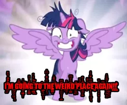 Size: 500x416 | Tagged: creepypasta, derpibooru import, insanity, safe, solo, text, twilight snapple, twilight sparkle, twilight sparkle (alicorn), z'algatoth, zalgo